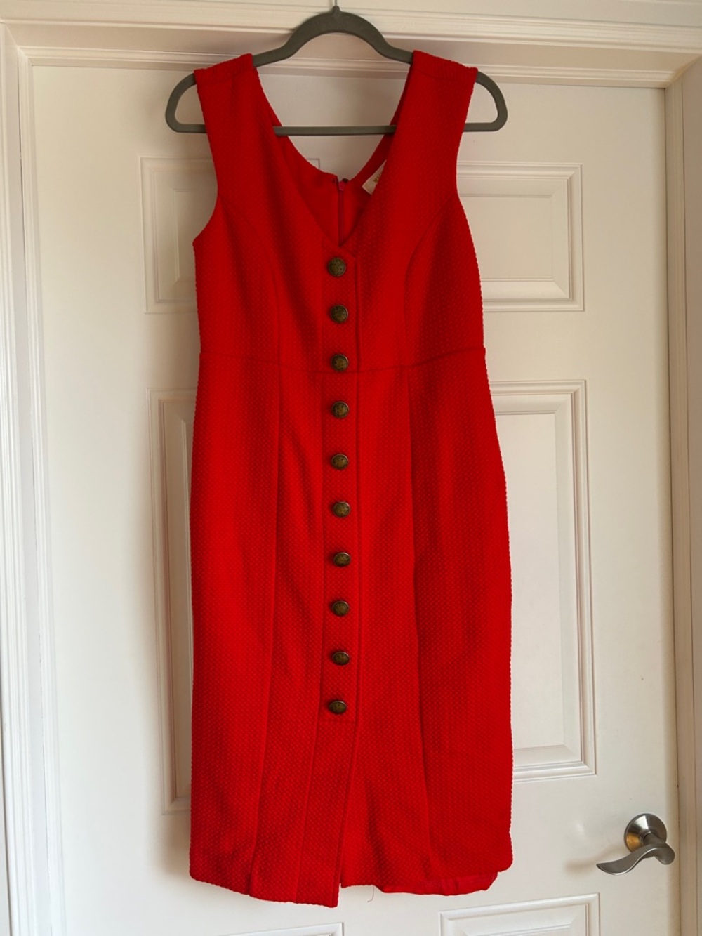 Anthropologie Red Sleeveless Button-Front Dress